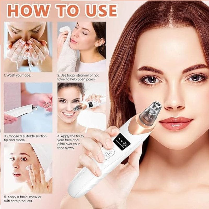 Blackhead Remover Vacuum – 5 Suction Heads, USB Rechargeable - Image 2