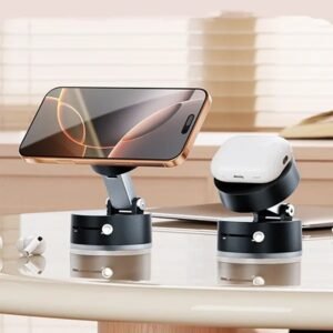 Magnetic 360° Phone Stand – Vacuum Suction, Double-Sided, Foldable