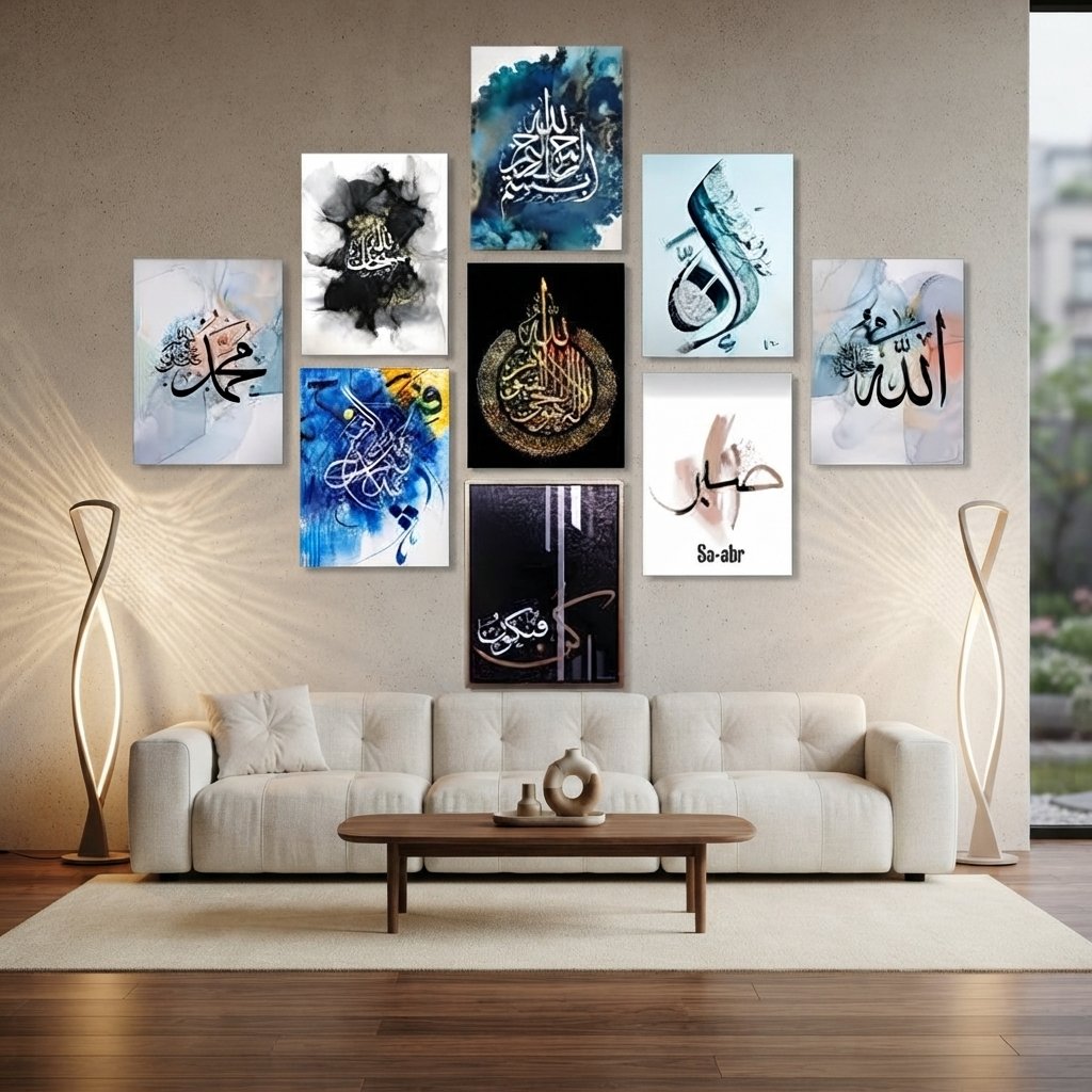 Premium Islamic Gallery Wall – 9 Frames (8.3×11.7 in) - Image 2