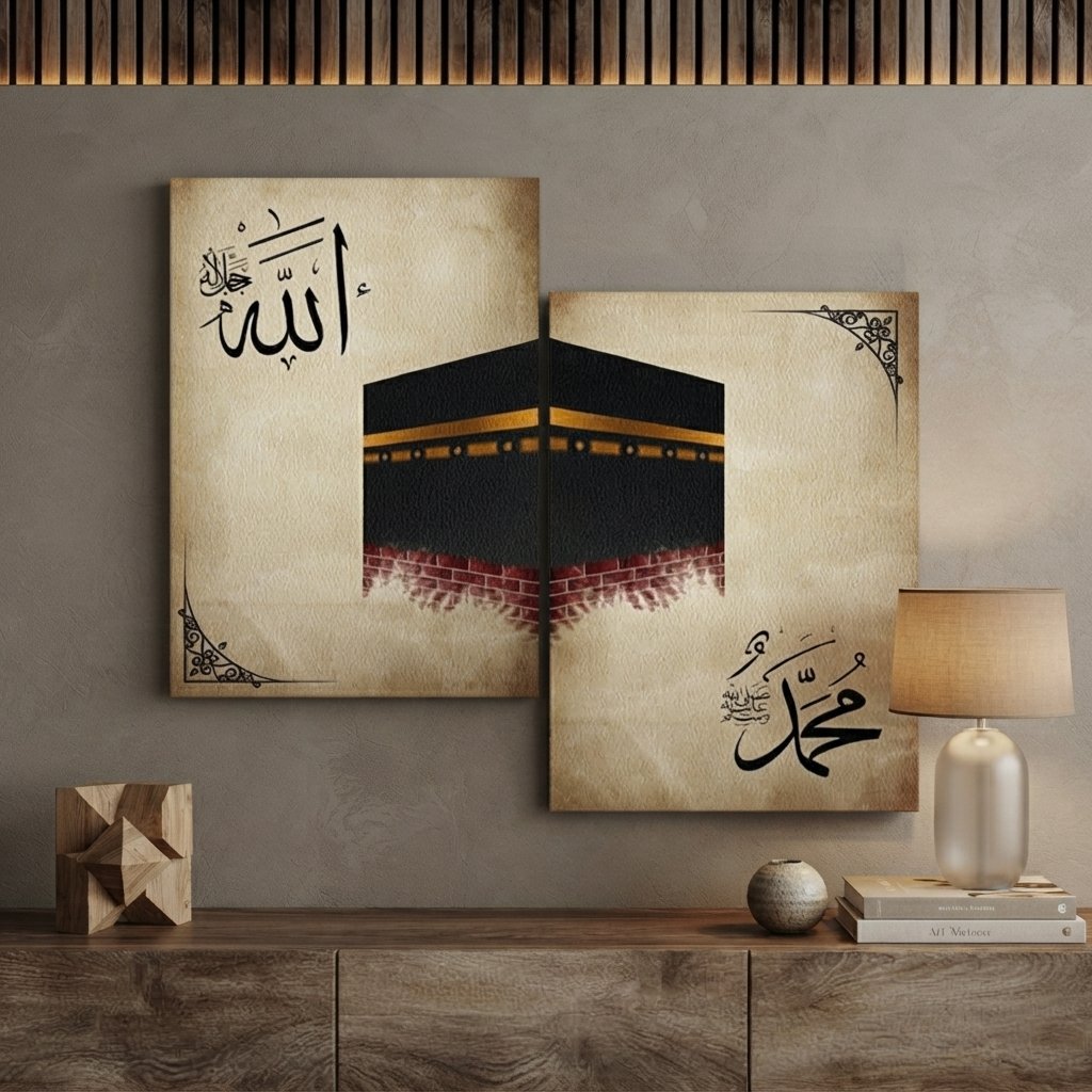 Kaaba & Allah–Muhammad ﷺ Wall Art – Set of 2 (8.3×11.7 in) - Image 2